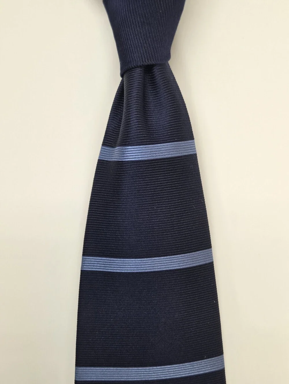 Brooks Brothers Makers Silk Tie Navy Light Blue Stripe USA
